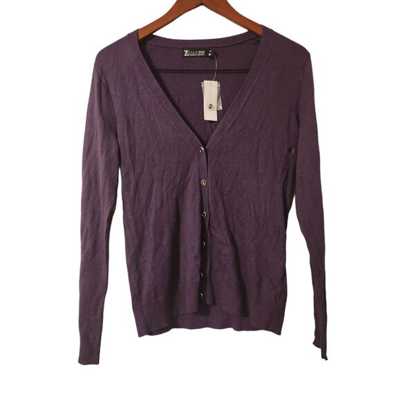 New York & Company 7th Avenue Design Studio Purple Cardigan‎ Women's Size M - Picture 1 of 6